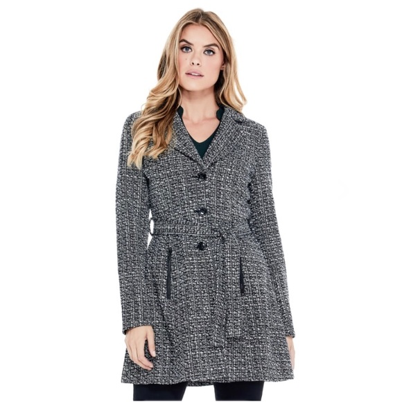 Guess Jackets & Blazers - GUESS Larae Fit & Flare Tweed Coat